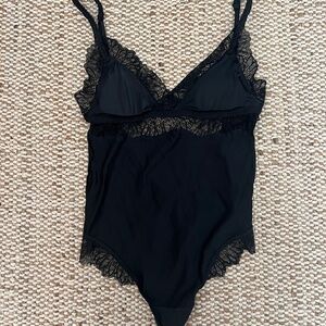 Abercrombie Black Lace open back bodysuit